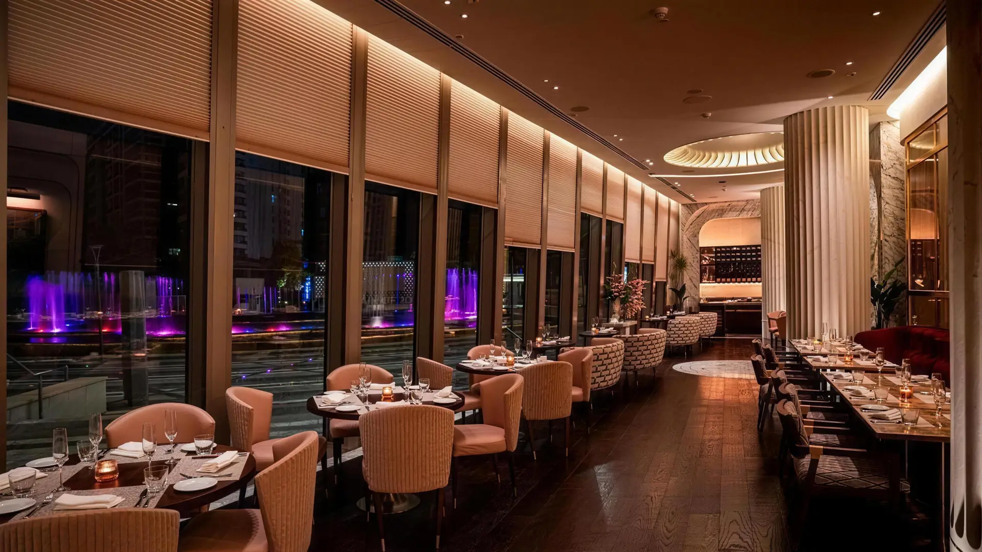 Indian Accent at Jio World Centre, Mumbai – a GA-lit dining room revealed in a pool of warm light